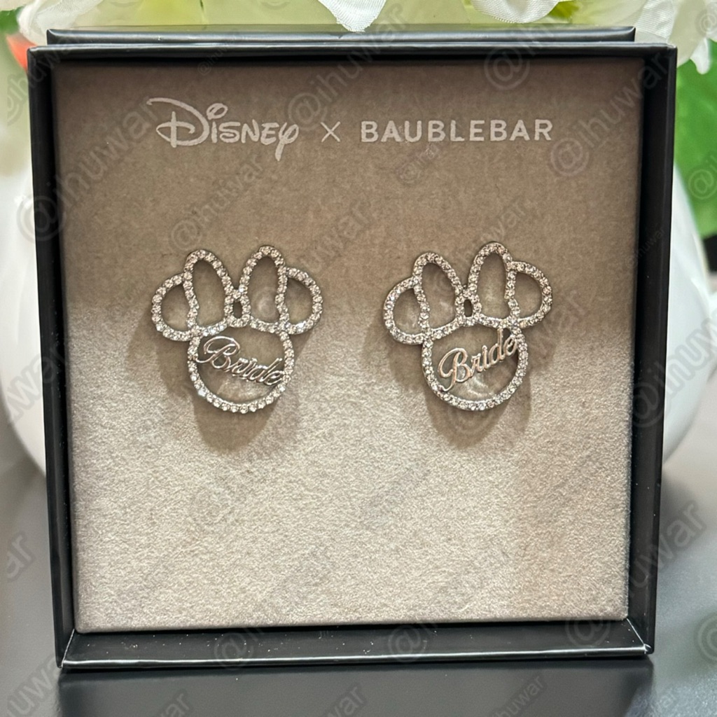Disney Baublebar Minnie Mouse Bride Stud Earrings Rhinestones Nib 28$
